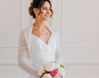 Wedding Jacket White Bolero Bridal Cover up Mohair Shrug Bolero Wedding Cardigan White Cover up Bridal Jacket Bolero