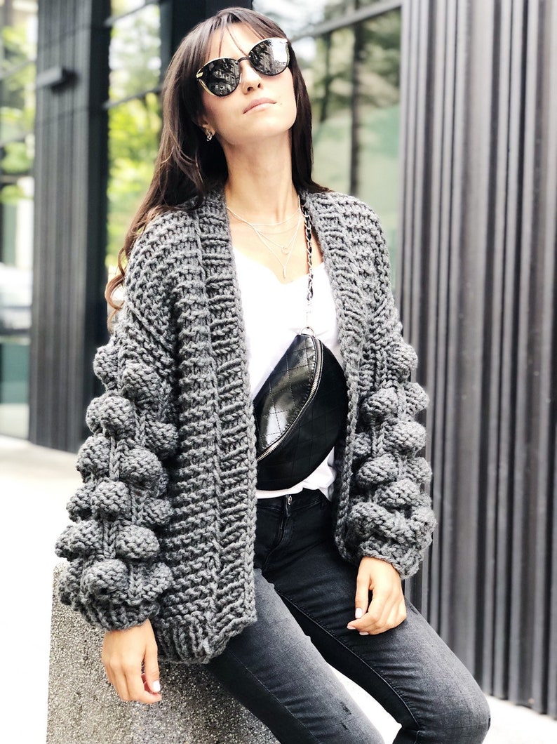 Bubble sleeve cardigan