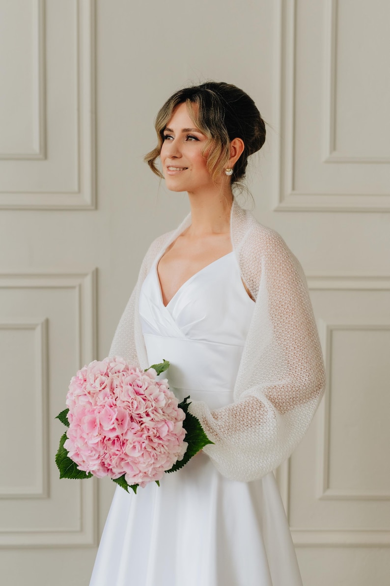 Boléro cache-cœur blanc veste mariée
