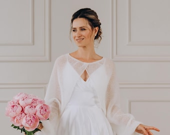 Wedding Wrap White Bolero Shrug Bridal Top Mohair Bolero Topper Wedding Bolero Wrap Openwork Sweater Bridal Bolero Jacket White Wrap