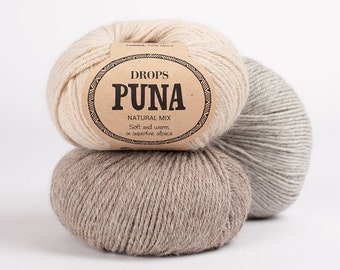 Fil d'alpaga Drops Puna Alpaga Fil à chaussettes en pure laine d'alpaga Fil d'alpaga pour écharpe Fil de fibre naturelle Fil DK