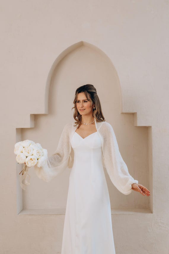 Alpaca Bolero White Jacket Wedding Cardigan Bridal Bolero Jacket Alpaca Sweater Wedding Jacket White Wrap Bolero Wedding Cover up
