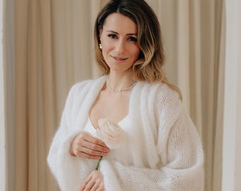White Jacket Wedding Cardigan Mohair Sweater White Wool Cardigan Wedding Sweater Bridal Wrap Jacket Wedding Cape