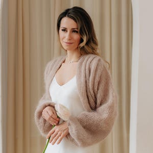 Mohair Cardigan Beige Sweater Women Mohair Jacket Wedding Cardigan Mohair Sweater Bridal Cover up Wedding Jacket Wedding Shrug