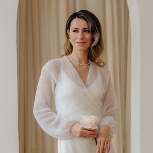 Wedding Jacket Mohair Silk Cardigan White Jacket Bridal Cover up Mohair Silk Jacket White Cardigan Wedding Cape Openwork Sweater Bridal Wrap