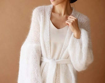 White Wedding Jacket Mohair Cardigan White Bridal Jacket Wedding