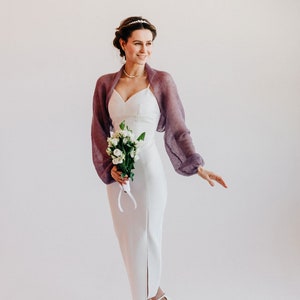 Bridal Shrug Bolero Mohair Silk Wrap Wedding Jacket Mohair Silk Bolero Bridal Wrap Bolero Mohair Cover up image 8