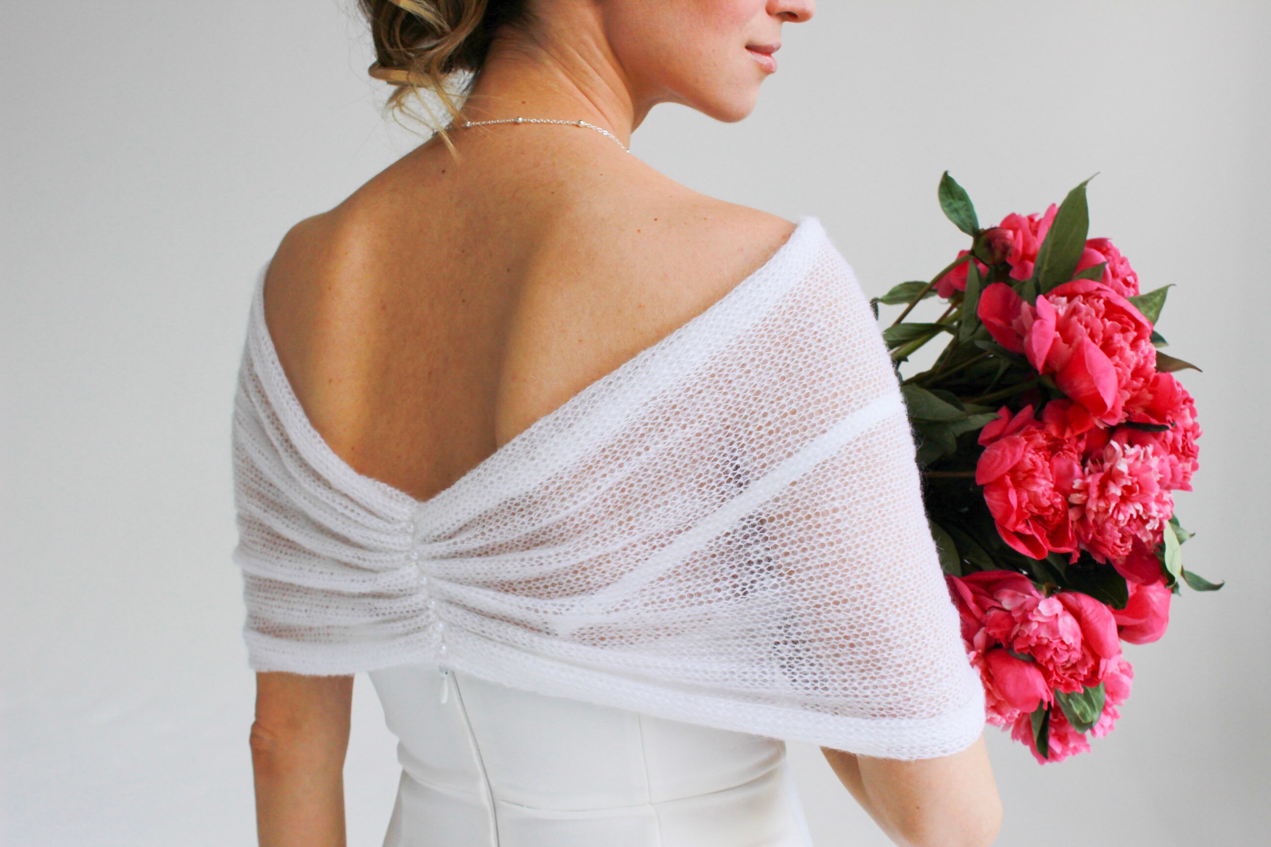 Wedding Wrap Shawl With Pearl Mohair Silk Scarf White Bridal - Etsy
