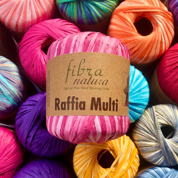 Raffia Garn Fibra Natura Raffia Multi 90 m / 35 g Papiergarn Häkelarbeit Raffia Schnur Raffia Säckchen Garnkorb Raffia Garn