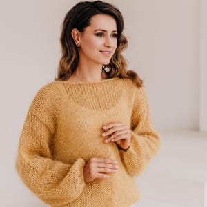 Beige Sweater Women Mohair Pullover Oversized Sweater Mohair Wool Sweater Wedding Pullover Soft Sweater Beige Pullover