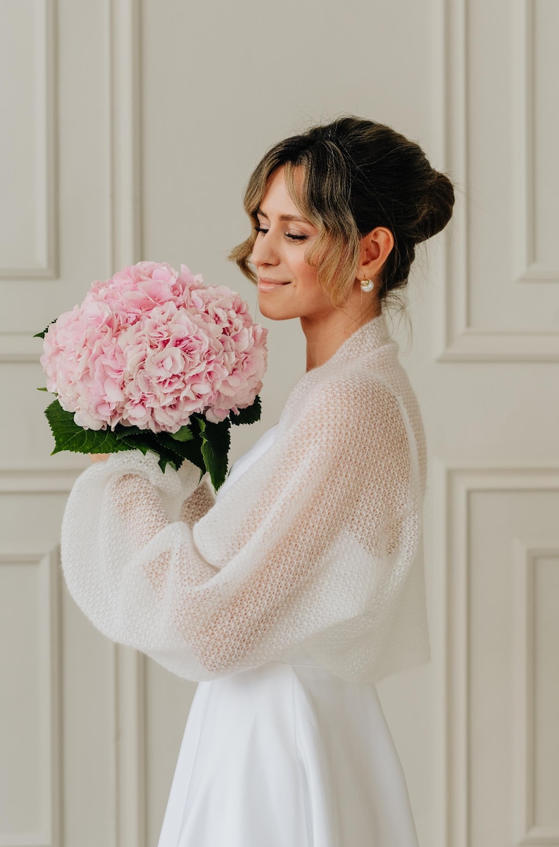 Boléro cache-cœur blanc veste mariée