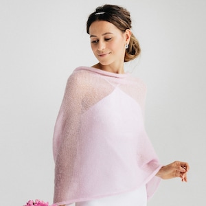 Wedding Shawl Bridal Wedding Stole Lace Shawl Mohair Wedding Wrap Pink Mohair Poncho Bridal Bolero image 4