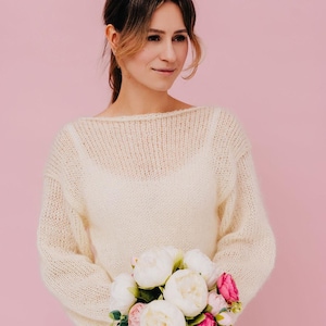 Alpaca Sweater Women Bridal Pullover Wedding Sweater Alpaca Pullover Soft Sweater Bridal Jacket White Sweater Women