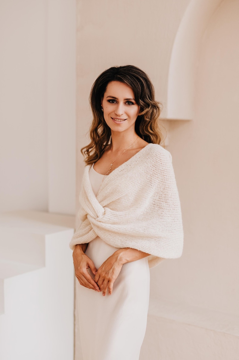 Bridal Shawl Alpaca Silk Shrug Wedding Wrap White Bolero Bridal Cover up Alpaca Silk Shawl Bridal Shrug Wedding Stole Alpaca Wrap Bolero image 8
