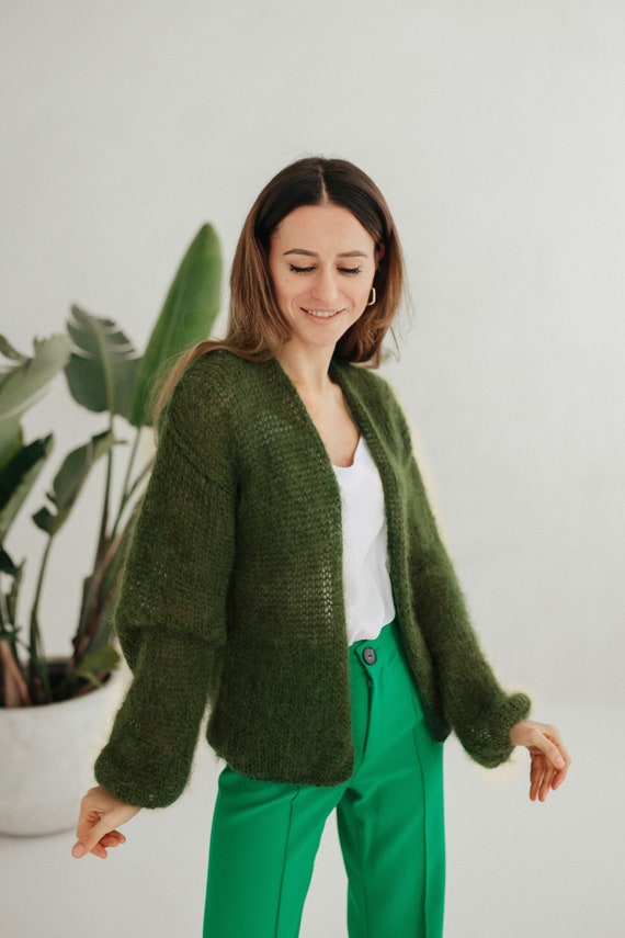 anyten Mohair Cardigan Military Green