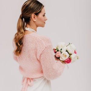 Boléro de mariage haussement d'épaules pull en mohair pour femme image 4