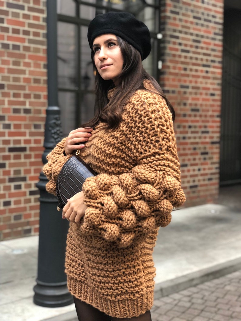 Beige Chunky Sweater Bubble Cardigan Crochet Sweater Chunky - Etsy