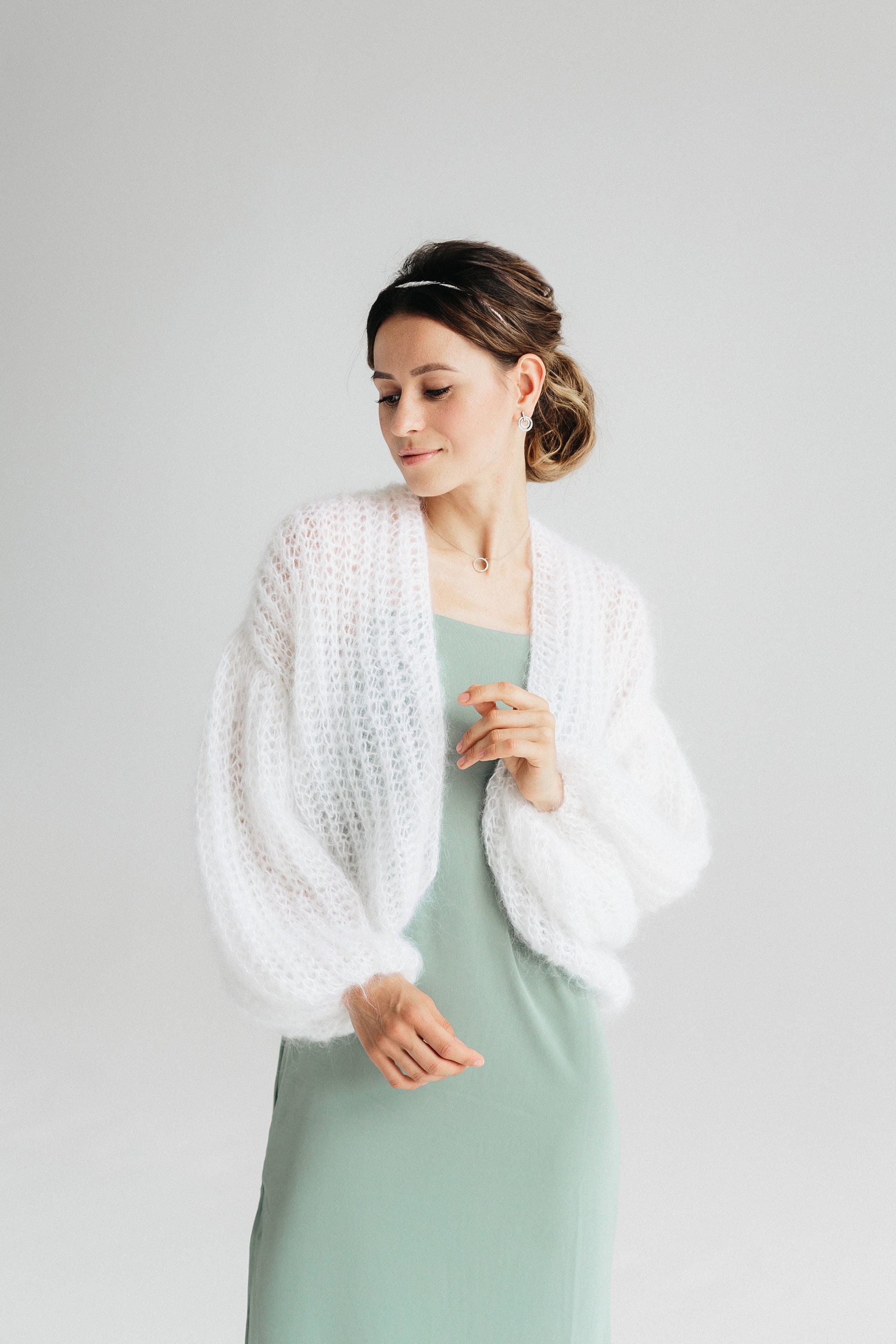 Mohair Cardigan Wedding Sweater Bomber 