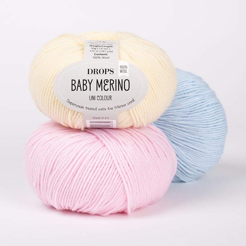 Gocce di filato merino Baby Merino Filato di lana merino extra fine Filato per neonati Filato per calze Filato per maglieria trattato superwash immagine 12