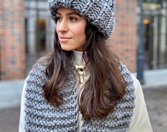 Gray Knitted Hat Chunky Beanie Giant Hat Chunky Knit Hat
