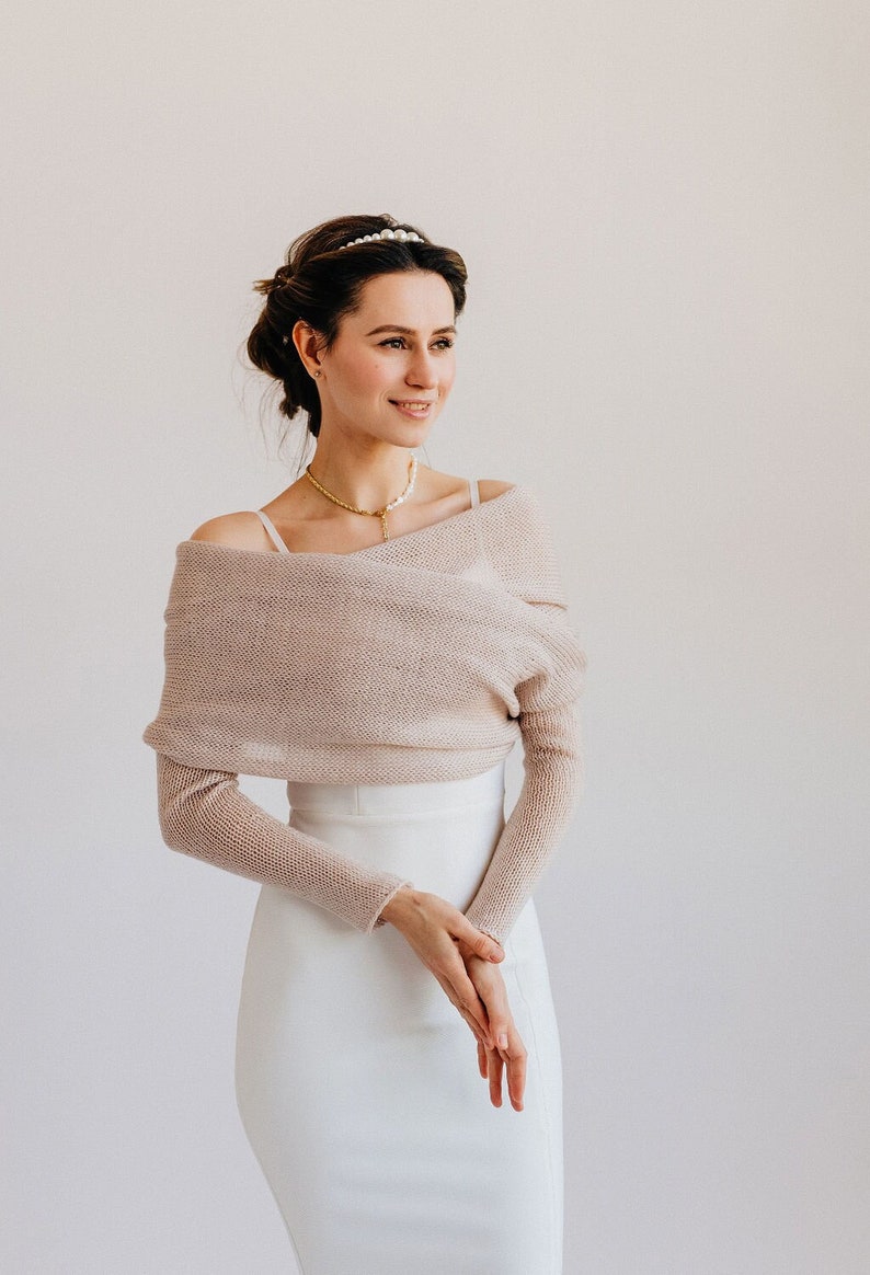 Bridal Shrug Alpaca Shawl Bolero Wedding Bolero Wrap Alpaca Wrap Shrug Bridal Bolero Cover Up image 1