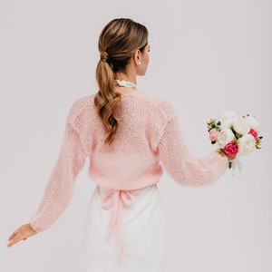 Boléro de mariage haussement d'épaules pull en mohair pour femme image 5