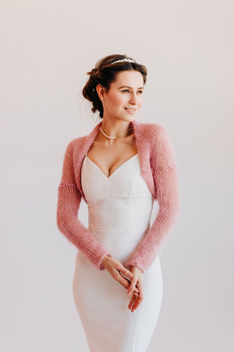 Mohair Bolero Jacke Braut Shrug Bolero Wolljacke Damen Hochzeit Wickel Bolero Brautcape Bild 8