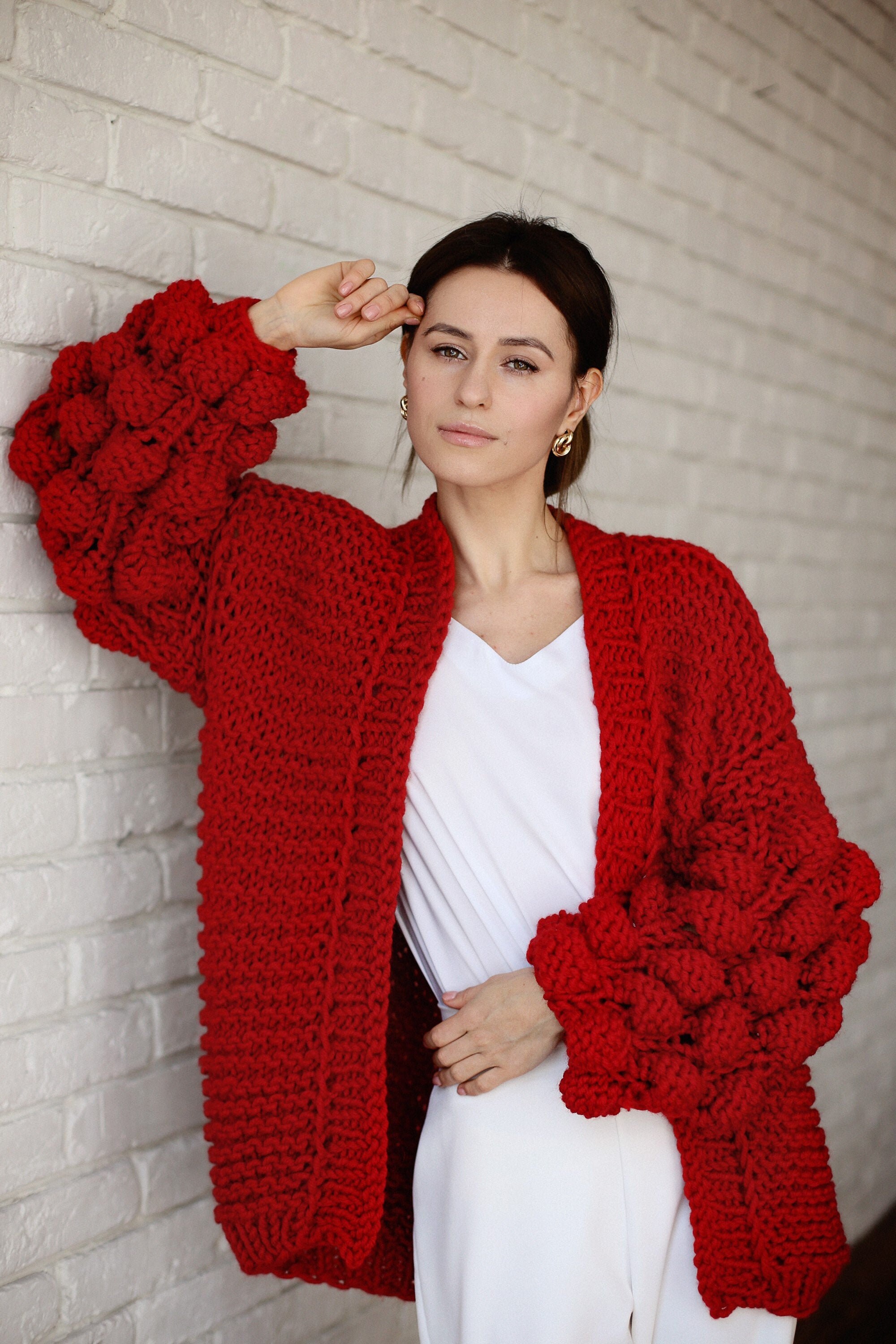 Cardigan rouge manteau en laine femme blouson aviateur rouge cardigan femme veste rouge Etsy Canada