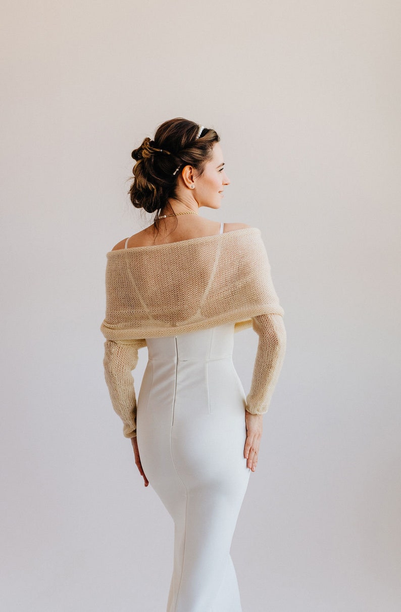 Alpaca Shrug Bolero Wedding Cover Up Alpaca Shawl Bolero Bridal Bolero Wrap image 6