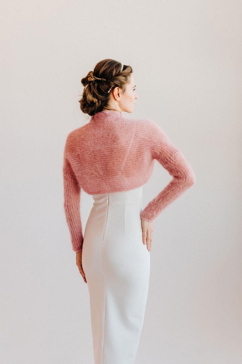 Mohair Bolero Jacket Bridal Shrug Bolero Wool Jacket Women Wedding Wrap Bolero Bridal Cape image 4