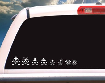 Skull Family vinyl car decal, truck decal, Halloween vinyl sticker