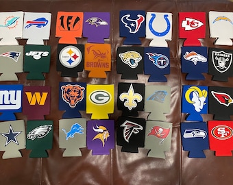 Personalized Football Can Cooler, Can Cozie. All 32 teams available!