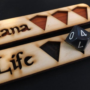 Magic Life / Mana Counter / Tracker. Individuelles Holz Spindown Würfeltablett. MTG