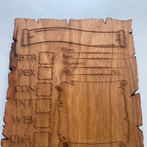 Customizable D&D Character Sheet Wooden Coasters. Dungeons and Dragons. DND.