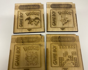 Retro Game Gameboy Cartridge Wooden Coasters.