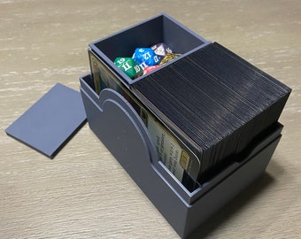 3D Printed Ultimate Commander Deck Box. Fits oversized commanders! 3.5" x 5" Card Box with Compartment for Dice. MTG. Magic the Gathering