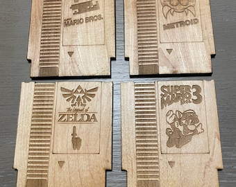 Retro Game NES Cartridge Wooden Coasters.