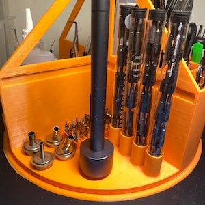 Customizable 3D Printed Lazy Susan Electronics Tool Carousel Organizer.