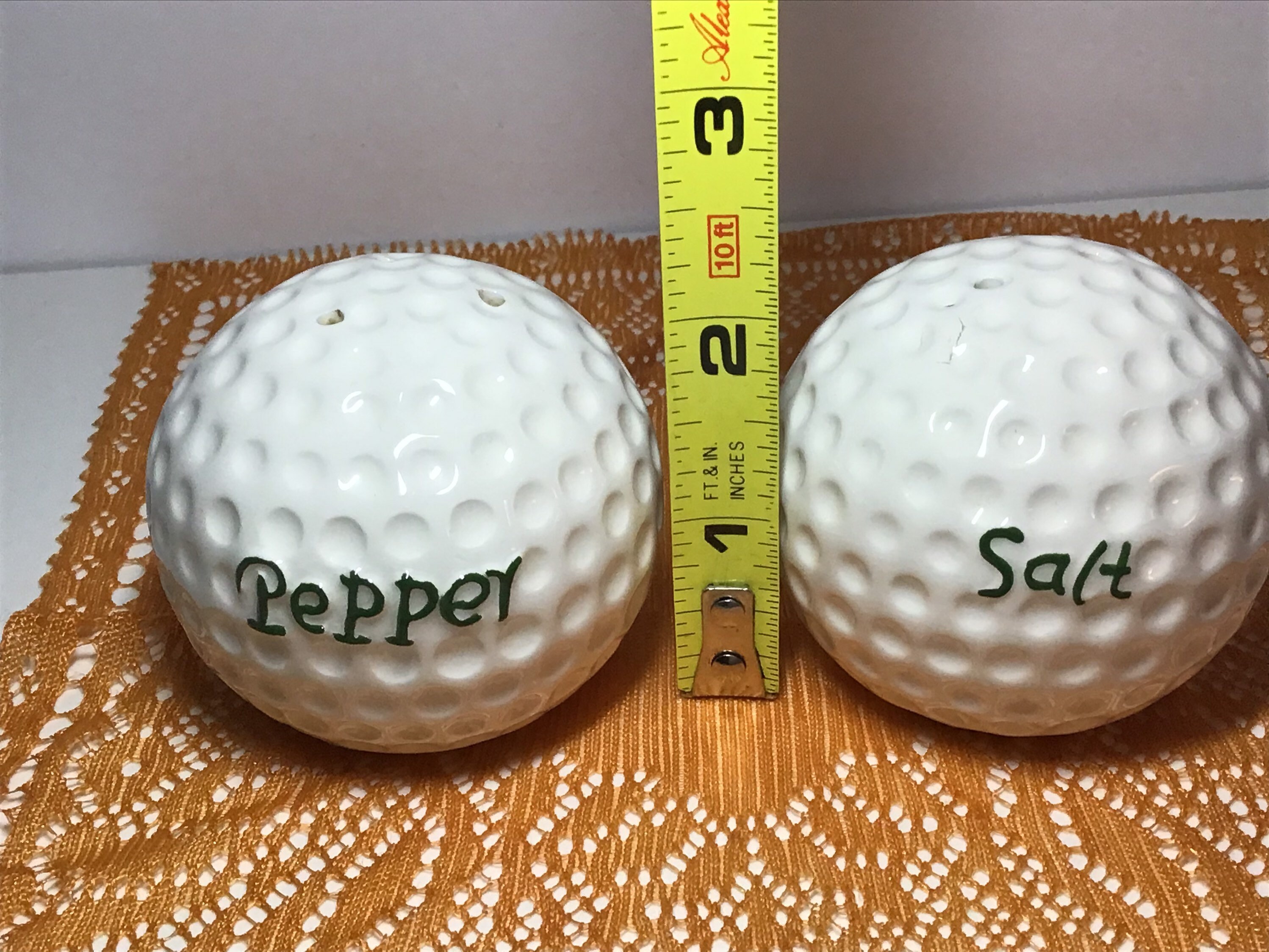 Ceramic vintage golf ball salt and pepper set in excellent Etsy