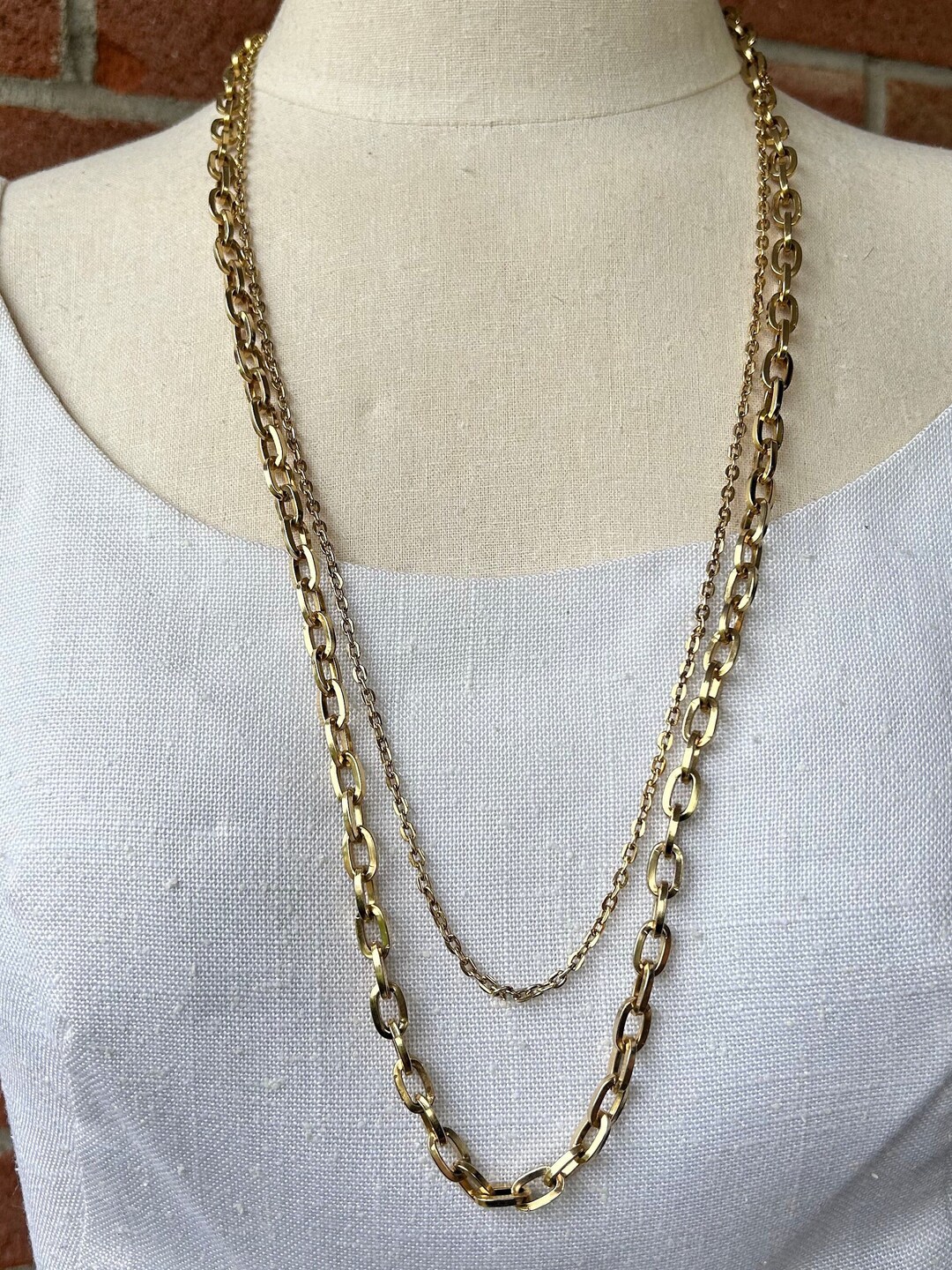 Double Strand Vintage Gold Tone Chain Necklace Gold Tone 34in & 30in - Etsy