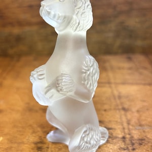 Frosted glass Sevres French crystal standing poodle; 4 inches tall; excellent quality and condition.