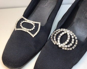 Vintage Rhinestone Shoe Clips: 1960s Bridal Shoe Accessory
