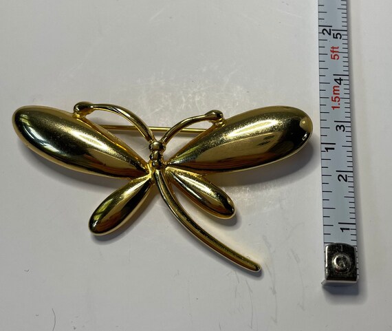 Beautiful gold tone dragonfly brooch with mirror … - image 8