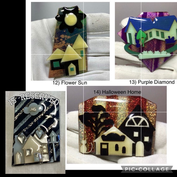 Choice of 14 handmade House Pins by Lucinda. Smoo… - image 5