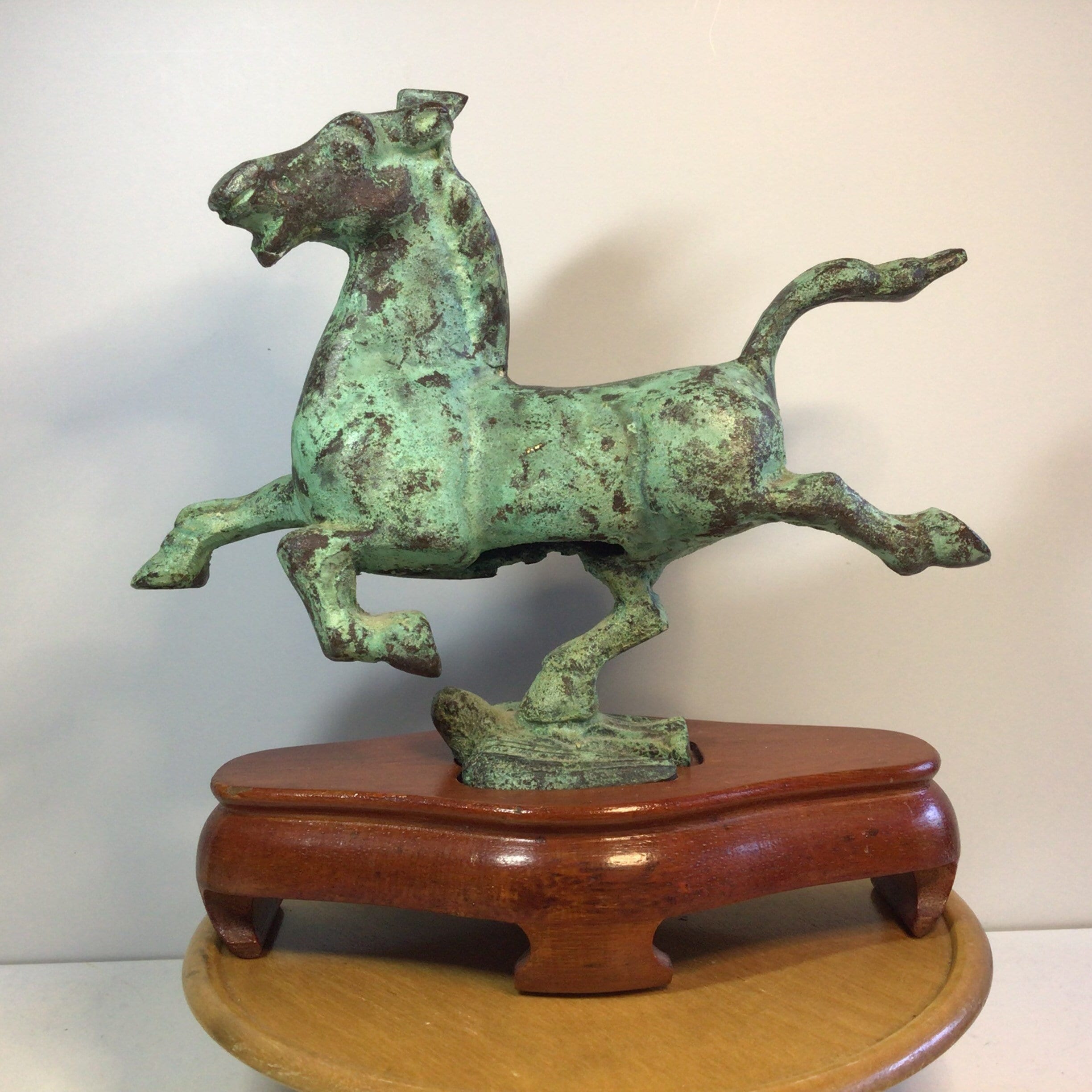 Pair of BRONZE PRANCING HORSES. Heavenly Flying Horse of Gansu. Chinese