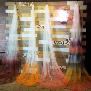 Coloured veil-OMBRE VEIL-0range veil-pink veil-alternative veil- dip dye veil-gothic veil-lgbtq+ veil, cathedral veil- veil-unicorn veil.