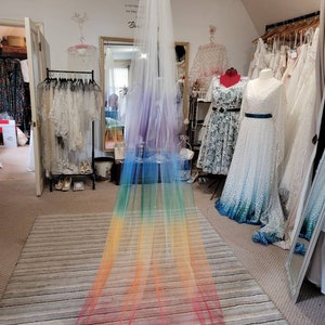 Lgbtq+ veil,  Rainbow veil-Ombre veil, Unicorn veil-Coloured veil- Coloured bridal veil-Alternative veil-Cathedral veil-Multicoloured veil