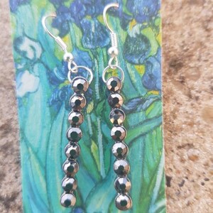 Black crystal earrings, made from vintage recycled jewellery image 1