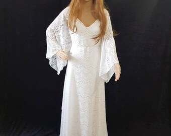 Verity- crochet lace style wedding dress- boho wedding dress- v neck boho wedding dress- kaftan style wedding dress- alternative wedding