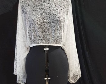 Lace top, long sleeve lace top, bridal lace topper,  bridal lace shrug,  wedding dress topper, lace topper,floaty lace top, bexbrides bolero